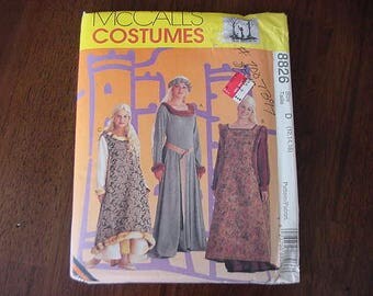 VINTAGE 1990s McCalls Costume Pattern 8826, Misses Medieval Costumes, Gown, Multi Size 12-14-16, Uncut