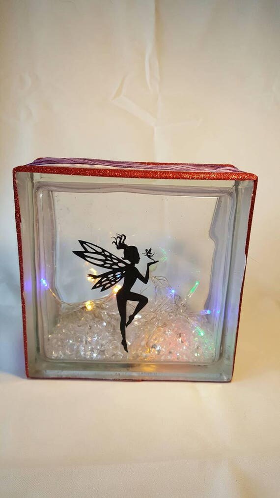 Decorative light up glass blocks handmade and filled with