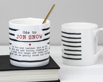 Jon Snow Mug - Jon Snow Poem Bone China Mug - Kit Harington Gift - Gift Mug