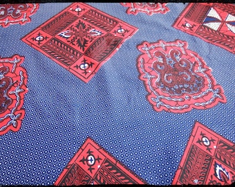 Blue African wax fabric and Red/Ankara/African Wax print