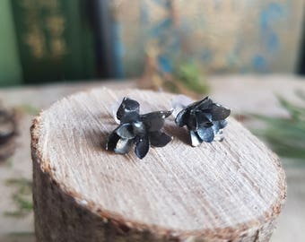 Succulent Earrings-  Sterling Silver Flower Studs