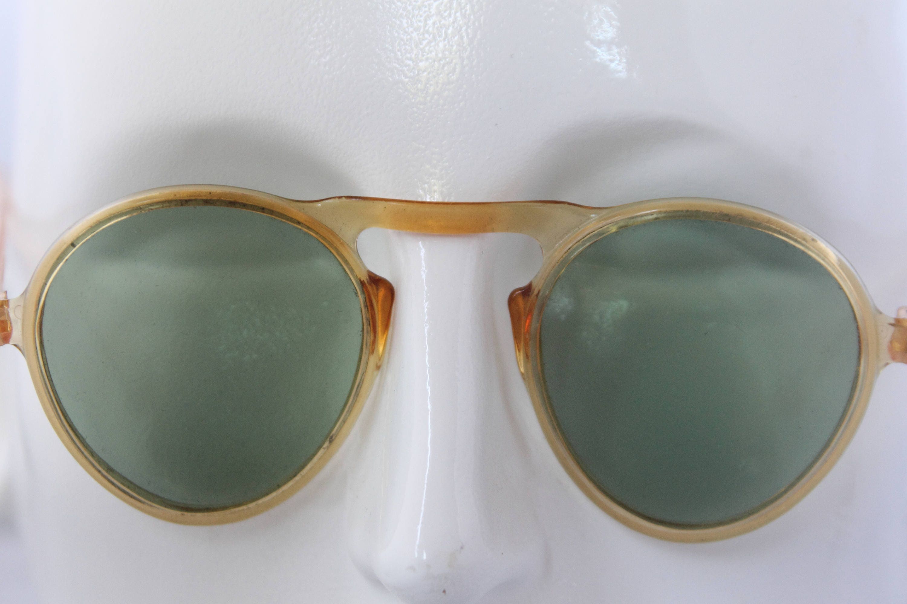 1930s Panto Aviator Style Sunglasses In Amber And Pale Pink 5988