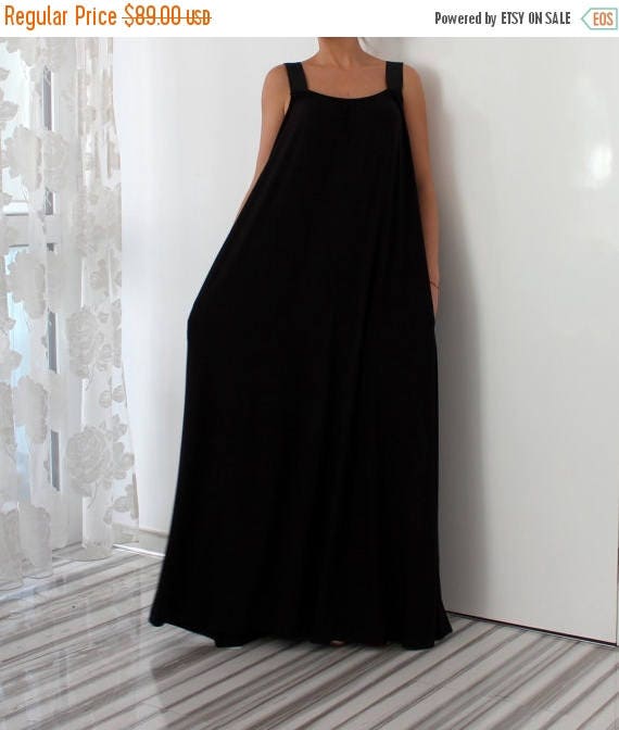 SALE ON 20 % OFF Black Sleeveless Maxi Dress with Pockets