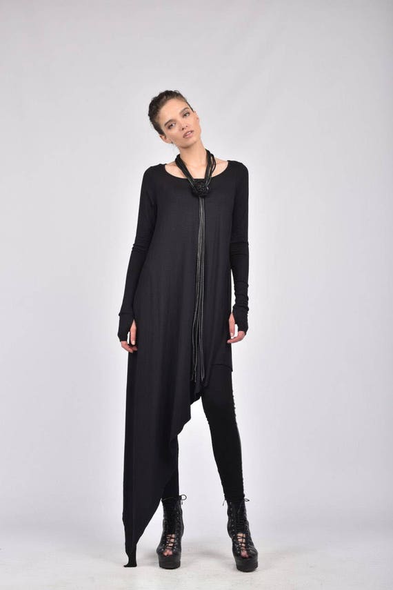 New Collection Oversize Black Loose Asymmetrical Sexy Top