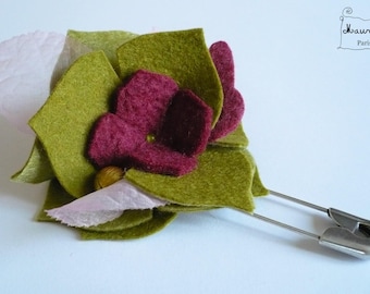 Garden green, pink and purple (OOAK) brooch