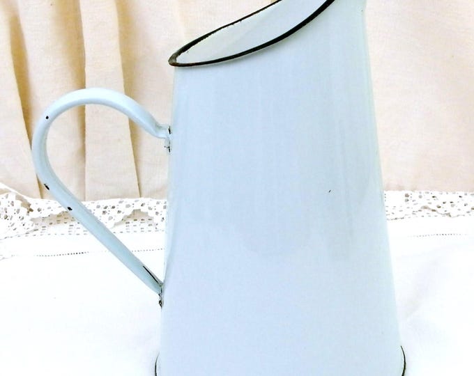 Vintage Mint Green Enamel French Pitcher, Enamelware Pale Green Jug, Rustic Rural Country Cottage Decor, Farmhouse Kitchen from France, Vintage Mint Green Enamel French Pitcher, Enamelware Pale Green Jug, Rustic Rural Country Cottage Decor, Farmhouse Kitchen from France,