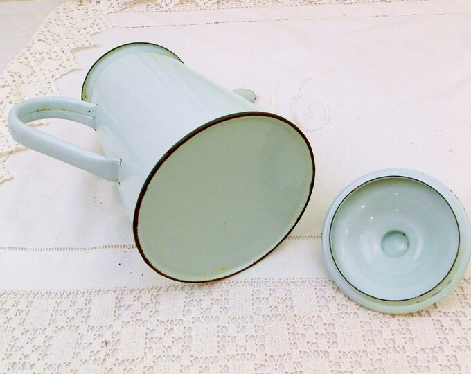Vintage Mint Green Enamel French 3 Piece Coffee Pot with Goose Neck Spout, Enamelware Pour Over Cafetiere from France, Retro French Country Vintage Mint Green Enamel French 3 Piece Coffee Pot with Goose Neck Spout, Enamelware Pour Over Cafetiere from France, Retro French Country