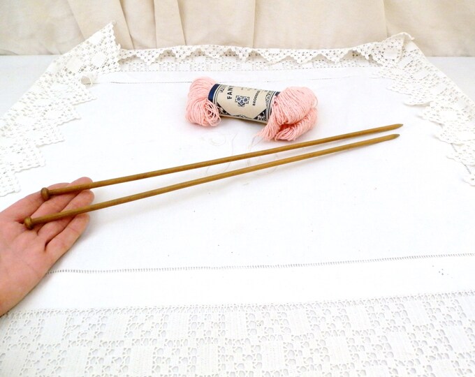Vintage Extra Long Wooden Knitting Needles 42 cm / 16.53 in From France, French Retro Knitting Needle made of Wood, Vintage Craft Tool
