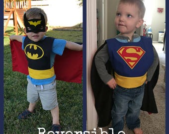 Superman/Batman Superhero Reversible Cape for Kids