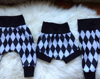 Harley Quinn Harem Pants, Leggings, Shorts - Trendy Baby, Photo Shoot Outfit, Newborn gift, Take home outfit, Baby gift