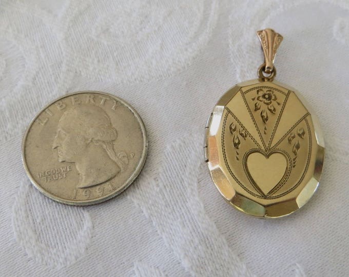 Antique Art Nouveau Locket, Gold Filled Heart Locket, Vintage Etched Heart Pendant, Wedding Bride