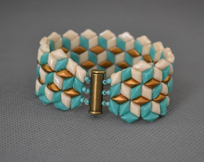 mint bracelet, wide bracelet, turquoise bangle, beaded cuff bracelet, wide cuff bracelet, seed bead bracelet, bead cuff bracelet, gift her