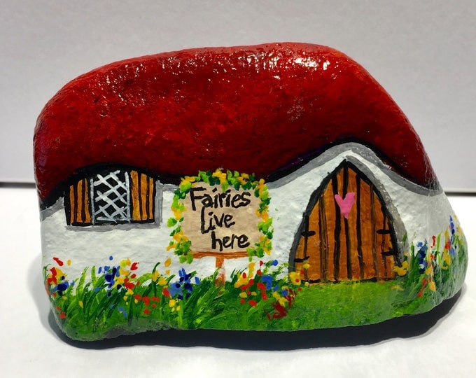 Fairy House, painted rock
