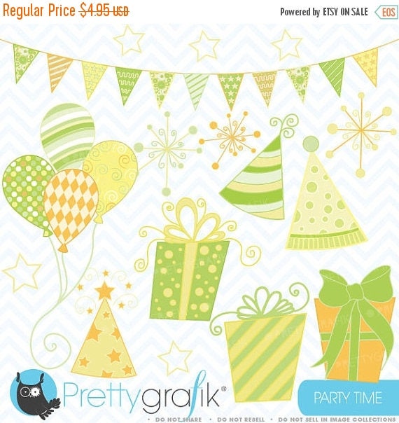 80% OFF SALE Party time clipart commercial use, vector graphics, digital clip art, digital images - CL412 Il_570xn