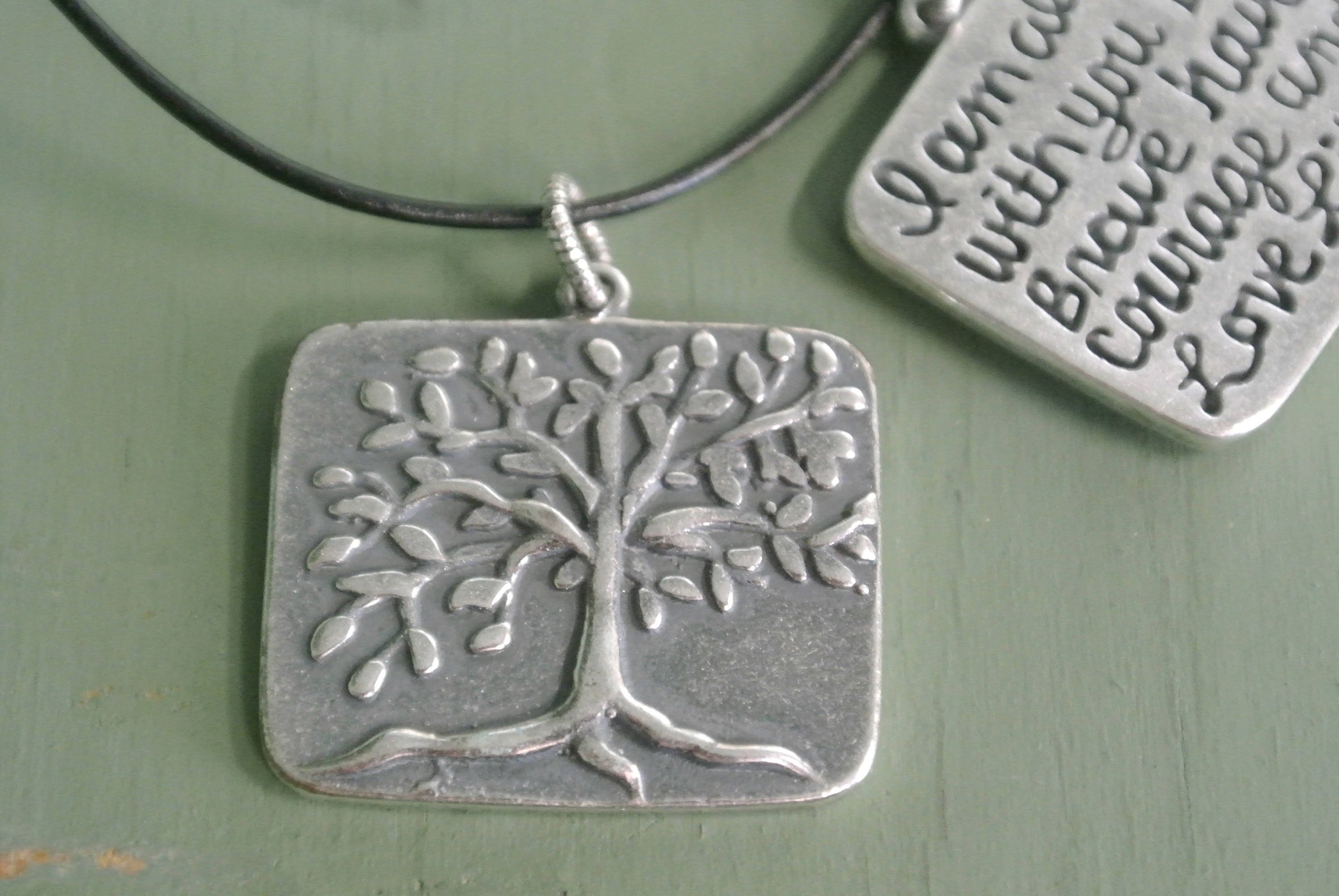 Tree Life Quote Necklace Leather Mother Daughter Gift Quote "I