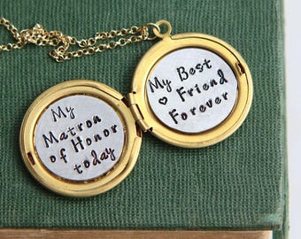 Matron of Honor Gift Necklace, Maid of Honor Proposal gift, Will You Be My Matron of Honor, Maid of Honor Gift, Wedding Gift from Bride