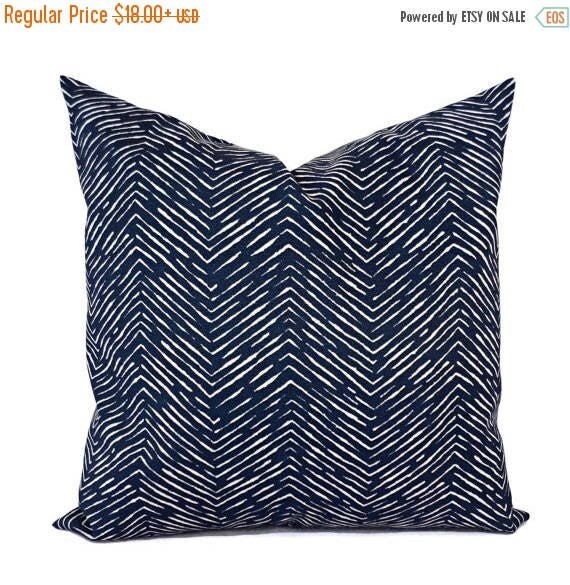 15 OFF SALE Two OUTDOOR Pillows Navy and White Pillow Cover
