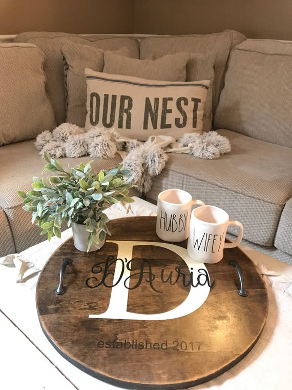 Round serving tray personalized round serving tray wedding