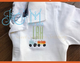 Mini Pumpkin Tractor Hayride Fill Embroidery Design