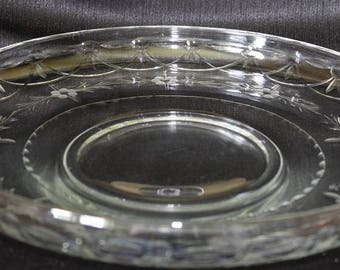 Large Glass Serving Platter / Under Plate / Wedding Serving Platter / Party Tray / Vegetable Tray / Vintage Kitchen