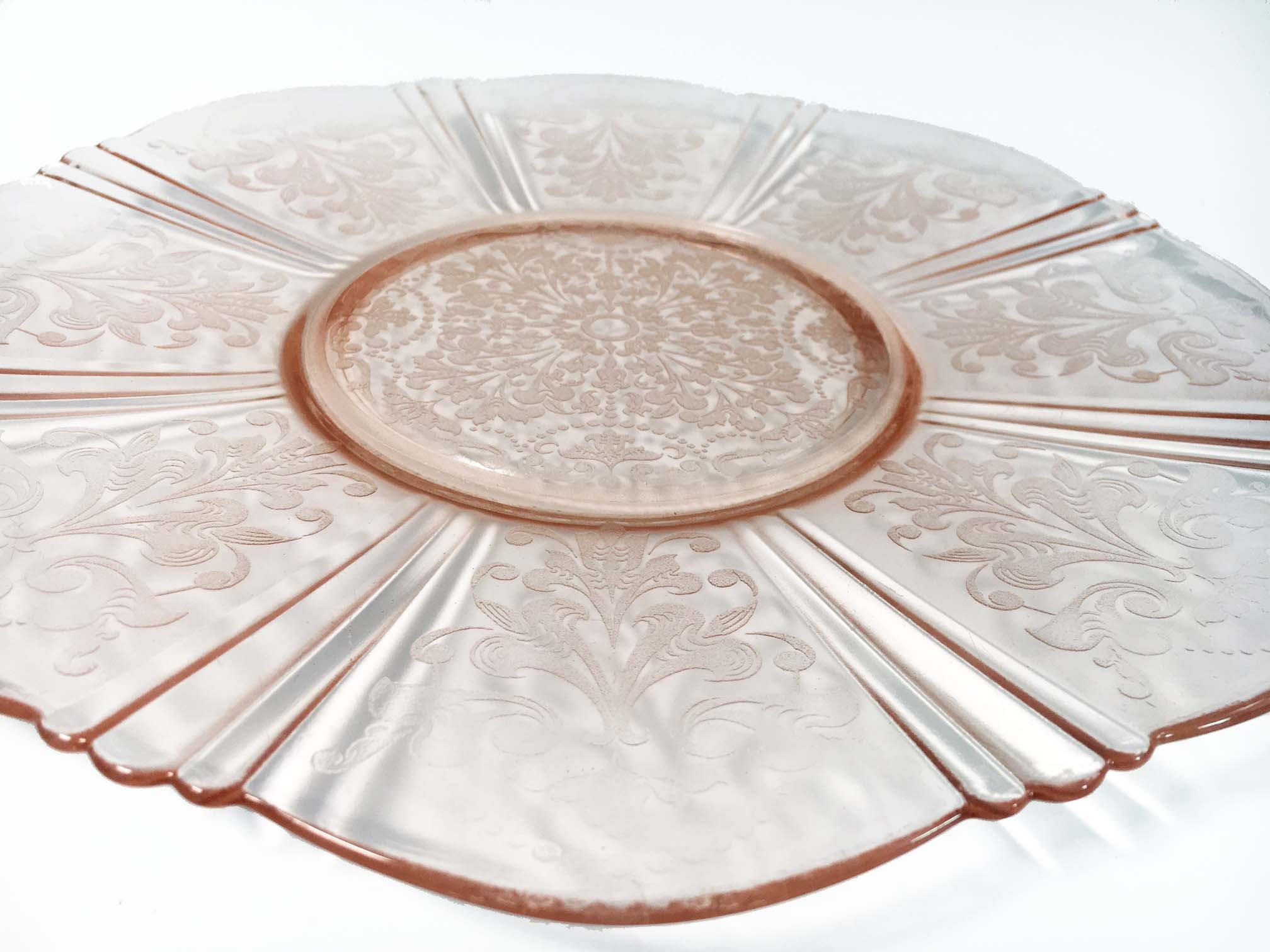 Blush Pink Depression Glass Platter American Sweetheart Cake Plate