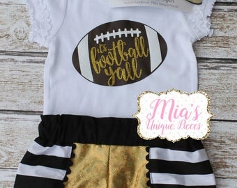 It's Football Yall, Football Black and Gold, Toddler Football Shirt, Toddler Football Shorts