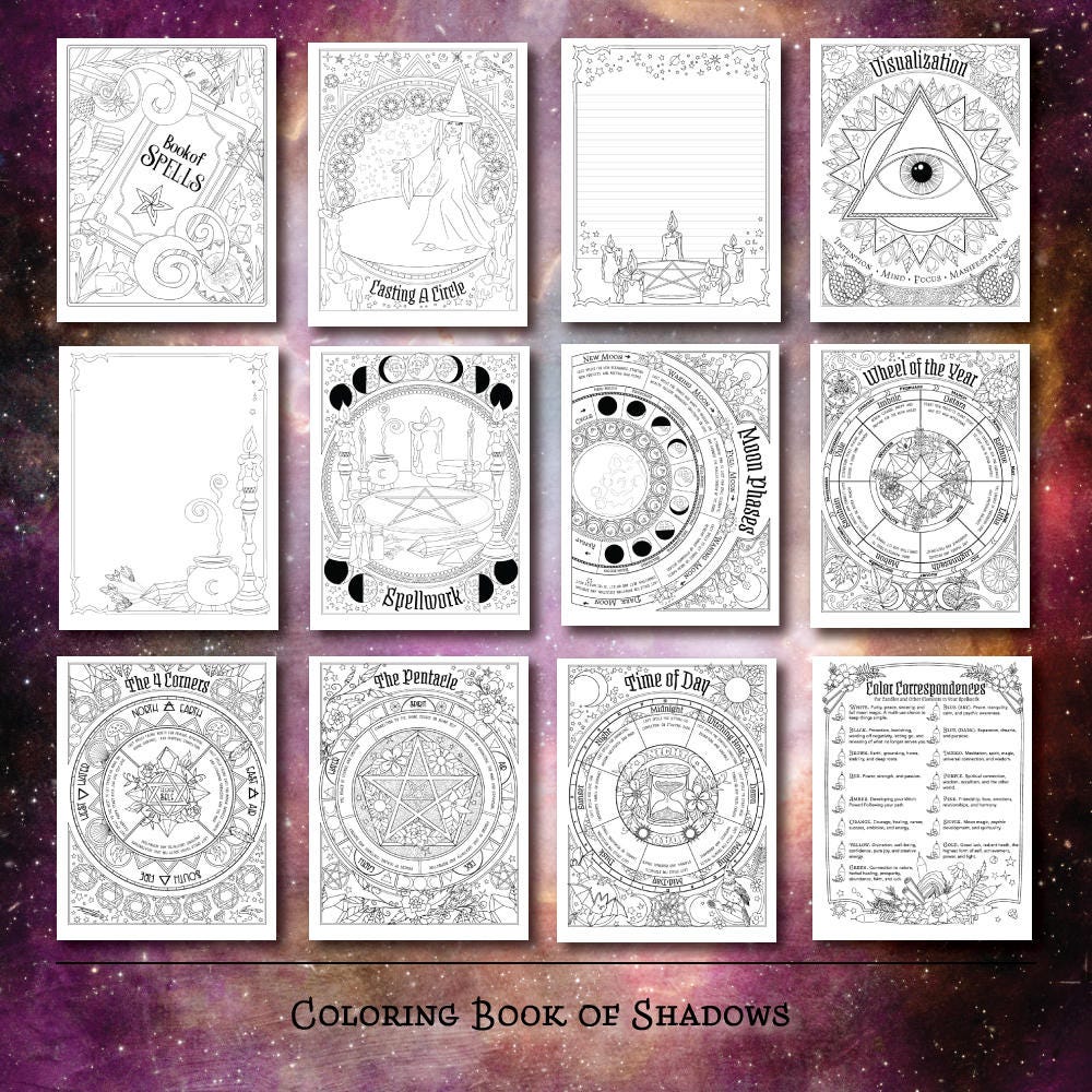 Download Coloring Book of Shadows: Book of Spells PDF from coloringbookofshadow on Etsy Studio