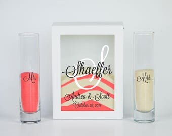 Wedding Sand Ceremony Set, Shadow Box for Unity Sand Ceremony, Unity Candle Alternative, White Shadowbox Unity Sand Set, Sand Ceremony Frame