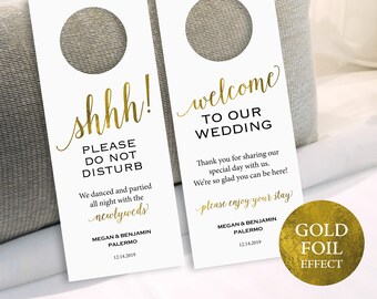 Gold Wedding Door Hanger, Please Do Not Disturb Door Hanger, Door Hanger Printable, Wedding Printable, PDF Instant Download, MM01-3