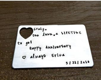 Happy Anniversary, Personalized Wallet Card, Wallet Insert, Anniversary Gifts, Husband, Boyfriend Present, Gifts for Him, Lifetime Loves