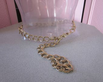 1980s Decorative Brass Chain Belt, Size S - M