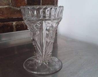 Large Vintage Pressed Glass Vase 195 mm