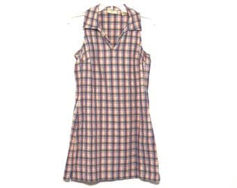 Vintage 90s dress plaid Limited America sleeveless collared Friends