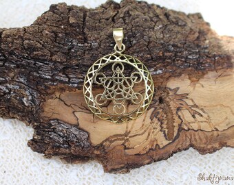 Metatron Cube Pendant, 3D Brass Pendant, Spiritual Jewellery, Tribal Brass Pendant, Sacred Geometry, Pendentif Laiton Géométrie Sacrée