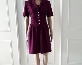1980's vintage playsuit Miss Donby playsuit checked blue punk playsuit woman's vintage gifts for her size 10