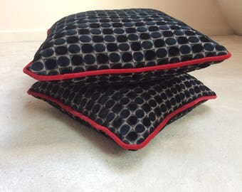 Black and midnight Blue Velvet cushion