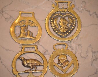 Vintage Brass Horse Bridle Medallions