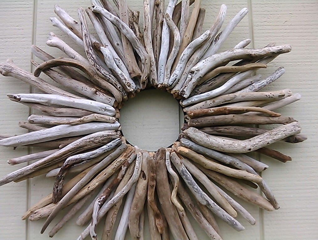 Large Driftwood Wreath Sunburst Beach House Decor Driftwood