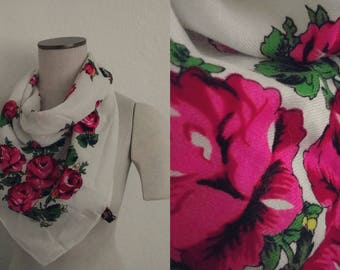 Cashmina Floral Scarf. Cashmina Scarf. Floral Scarf. Vintage Scarf. Vintage Floral.