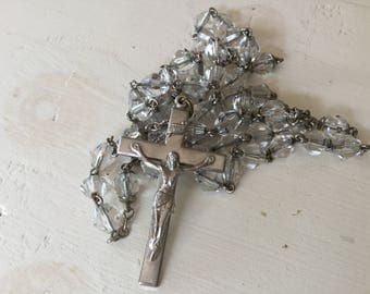 Vintage Clear Glass Rosary