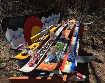 Custom Shot skis with removable glasses & bindings
