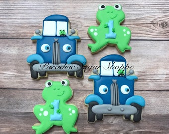 Little Blue Truck Frog Decorated Cookies - 1 Dozen