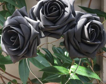 Black Rose Fascinator /Black Rose Gothic Head Crown,Flower crown,Races,Crown, Day of the Dead Crown, Dia de los Muertos. Ref: 031