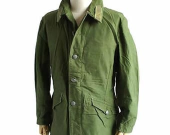 Vintage 1960s 1970s Swedish Army jacket M59 military coat combat field green