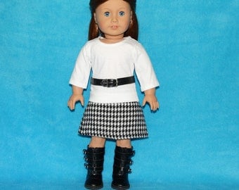 Handmade Skirt and Long Sleeve T-shirt with Belt to fit 18" American Girl Doll Clothes