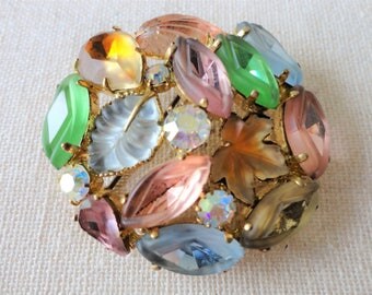 Vintage Juliana Delizza Elster Style Rhinestone Pastel Fruit Salad Brooch/Pin