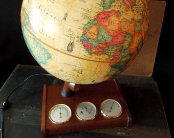 Lamp Globe - Scan World Globe Denmark 1980- Barometer Hydrometer Thermometer Stand - Office Home Decor Vintage