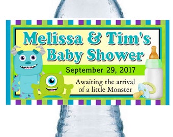 20 MONSTERS INC Baby Shower water bottle labels ~ glossy ~ waterproof ink