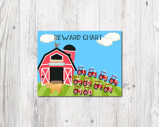Printable Reward Chart - Farm Animal Download - Potty Training - Preschool Activity - Montessori Preschool - Party Favors - Counting Game