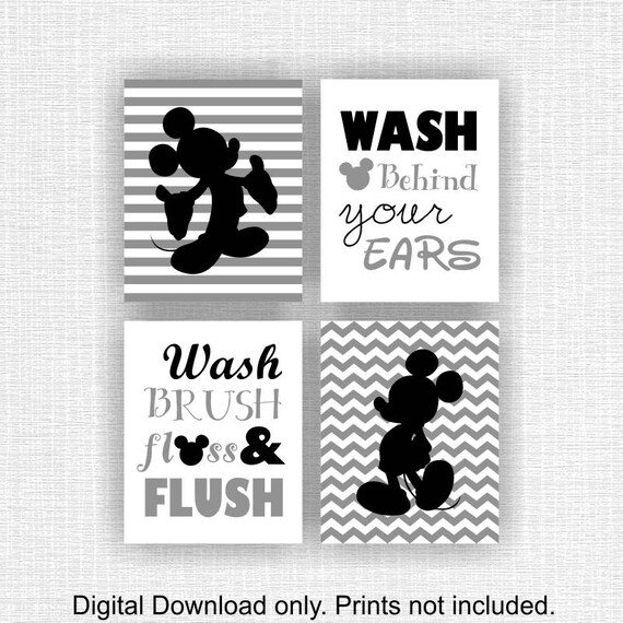Disney bathroom Mickey Mouse bathroom Wall Art Wash brush
